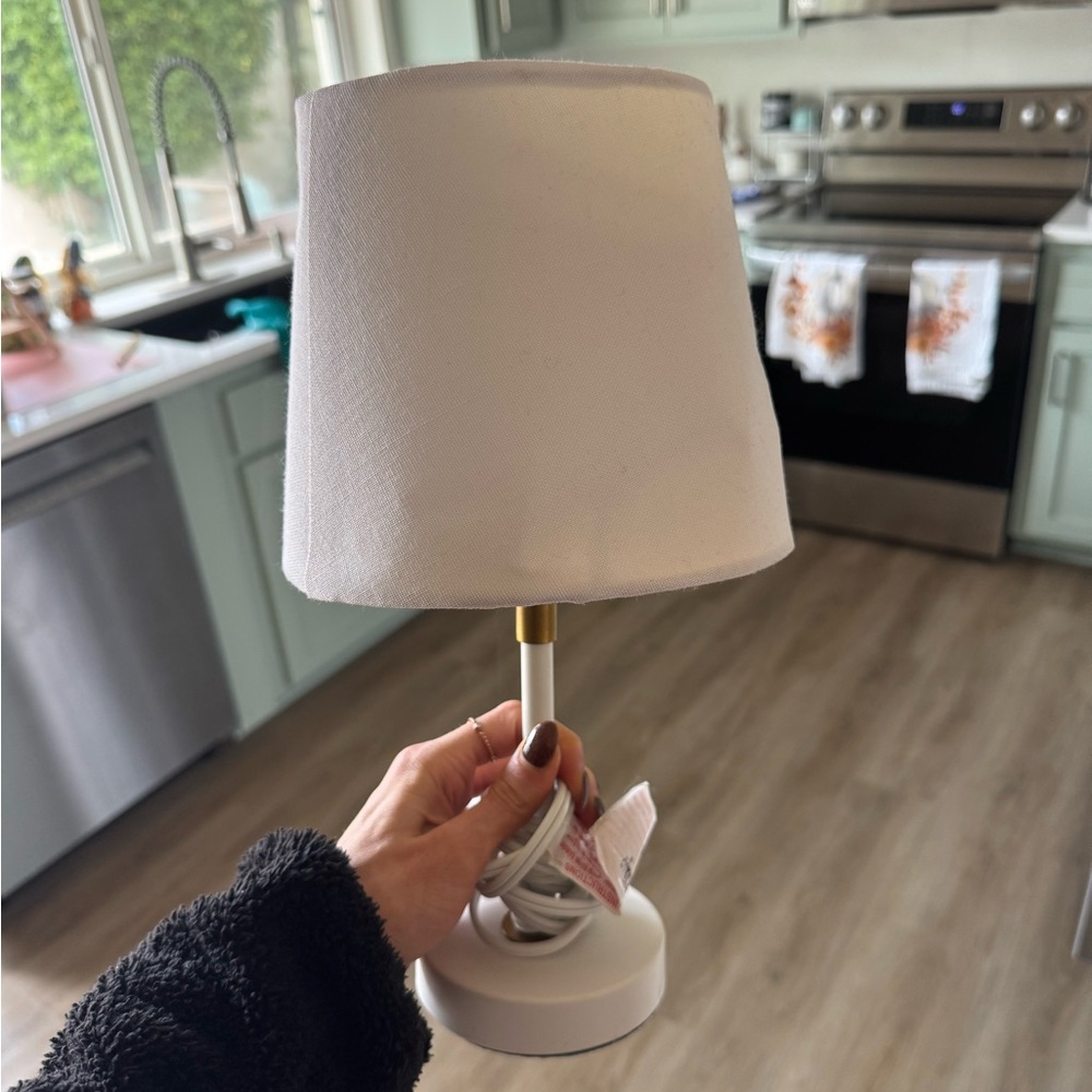White Table Lamp with Gold Accent